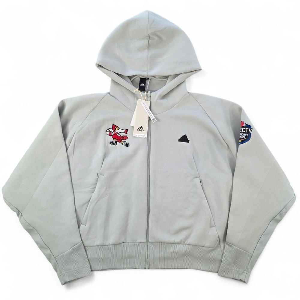 Adidas Louisville Cardinals Z.N.E. Aeroready Hoodie Wonder Silver L NWT